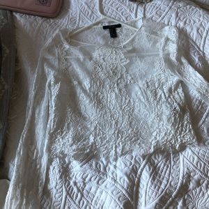 F21 sheer long sleeve crop